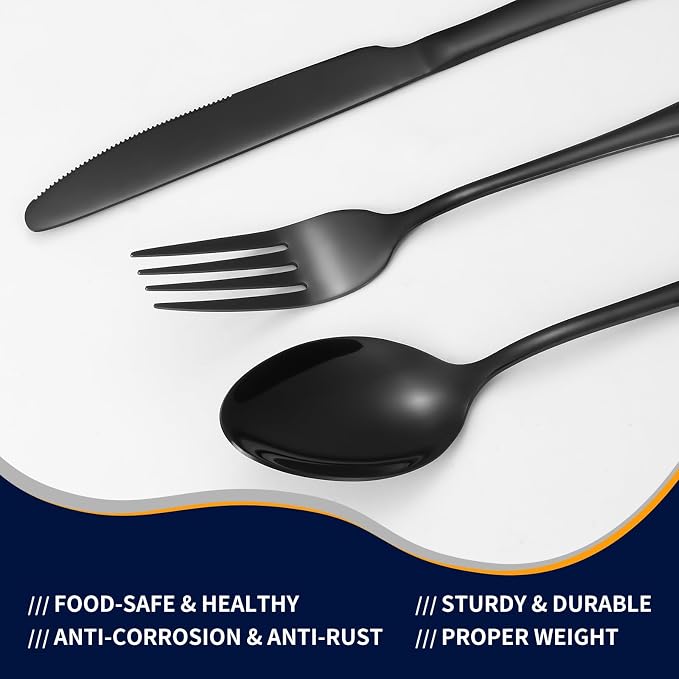 48-Piece Black Silverware Set - Image 4