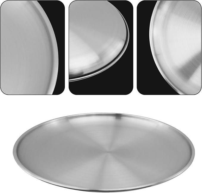 Antrader Silver Stainless Steel Tray, Round Serving Tray, Bar Party - Image 3
