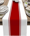 Red Table Runners 90 inches Long, Modern Stripes Table Runner Cotton Linen by Futuregrace