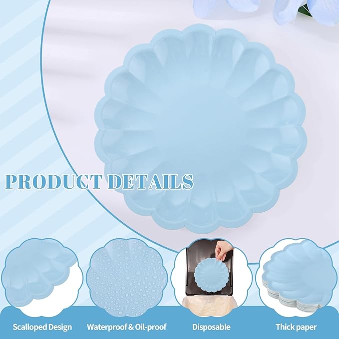 NatNarr 30 Pcs Light Blue Paper Plates 7.5 Inch Blue Plates - Image 3