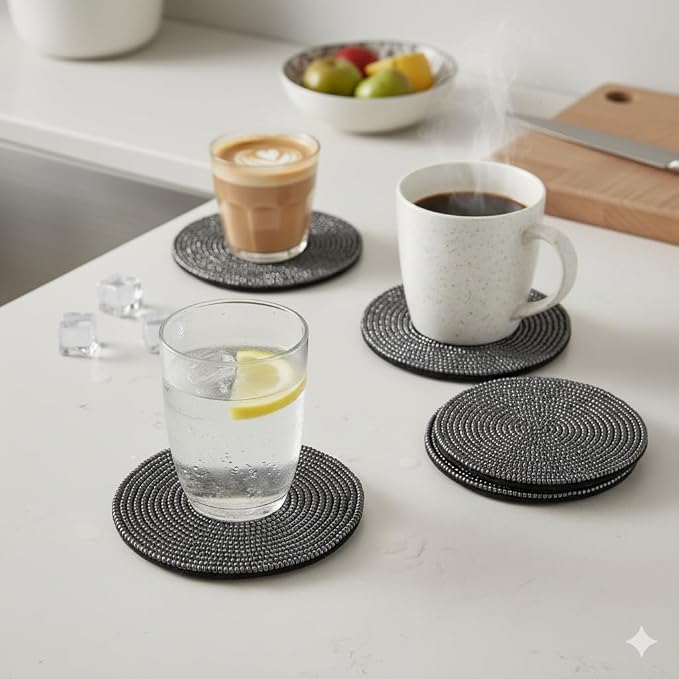 Handmade Beaded Bar Drink Tabletop Protection Coasters - Image 8