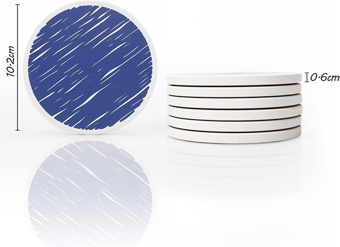 AD Set of 6 Coasters for Drinks Absorbing Round Ceramic Stone Coaster - Image 6
