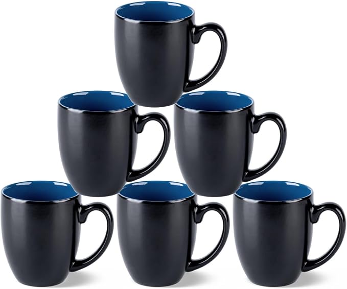 GBhome 12 oz Coffee Mugs Set of 6, Ceramic Coffee Cups- Blue by GBhome