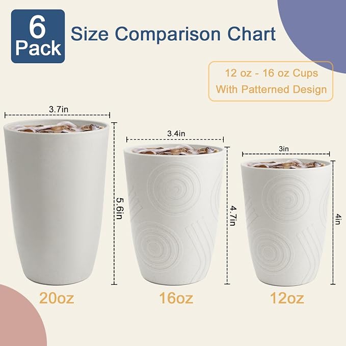 12oz Kids Cups, Wheat Straw Cups Set of 6, Unbreakable Plastic Tumblers - Image 6