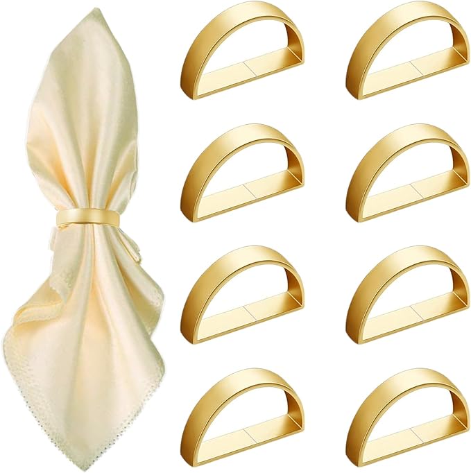 8 Pcs Matt Gold Napkin Rings by GERILKAI