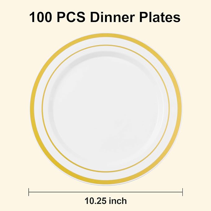 BESTSTAR 100PCS White Plastic Plates - Image 2