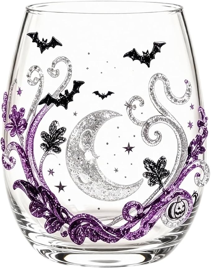 Halloween Printed Glass Cup, Ghost Pumpkin Themed Handleless Drinking Tumbler - Image 2