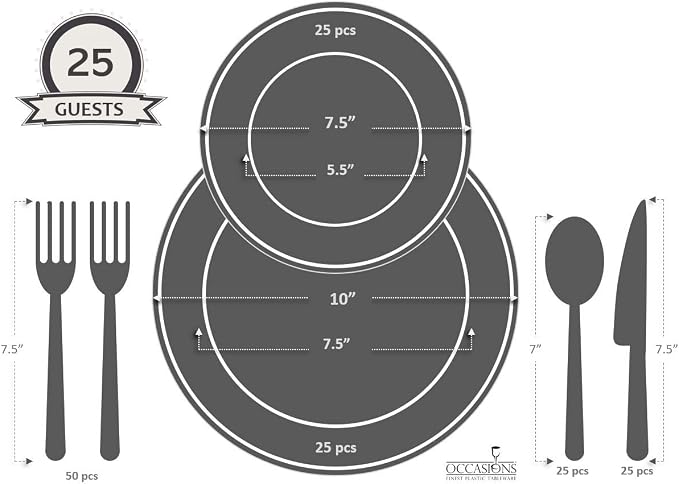 " OCCASIONS " 150 Piece set-Vintage Wedding Plastic Plates & cutlery - Image 8