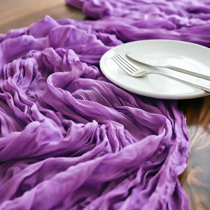 Purple Cheesecloth Table Runner 160 Inches 14 Ft Gauze Table Runner | Summer - Image 4