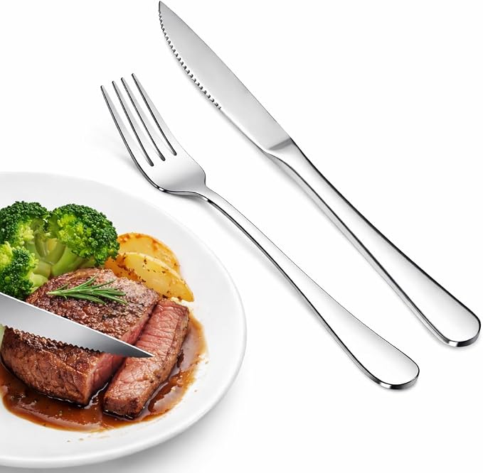 SANTUO Steak Knife and Dinner Fork Set, 24-Piece by SANTUO