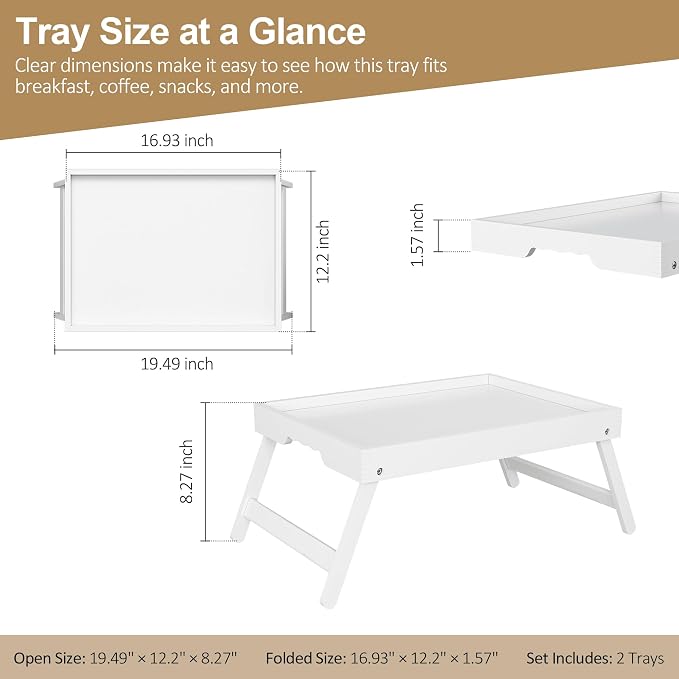 Bamboo Breakfast Trays with Folding Legs, laptops and serving in bed. - Image 5