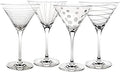 Mikasa Cheers 10-Ounce Martini Glasses, Fun Etched Designs, Durable Clear Glass by Mikasa