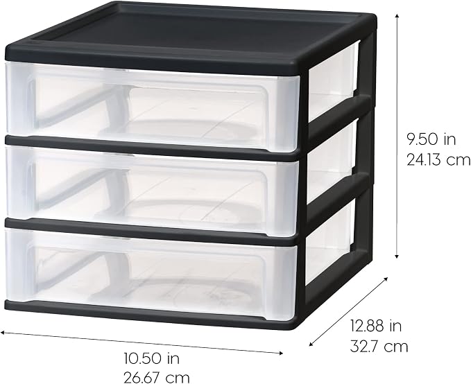IRIS USA 3-Drawer Medium Plastic Stacking Desktop Organizer, stationery - Image 3