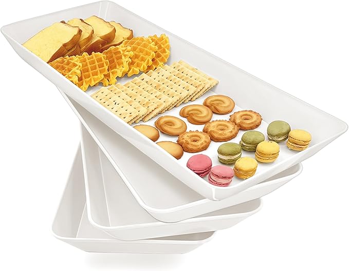 Serving Tray Platter Rectangle, Plastic White Food Trays by Unknown