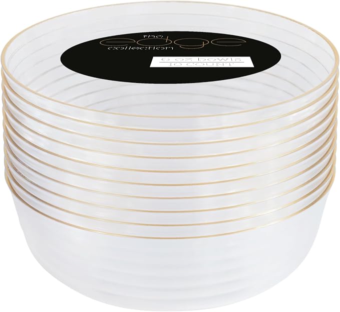 PLASTICPRO [30 Pack 6 OZ Bowls Edge Collection Clear - Image 4