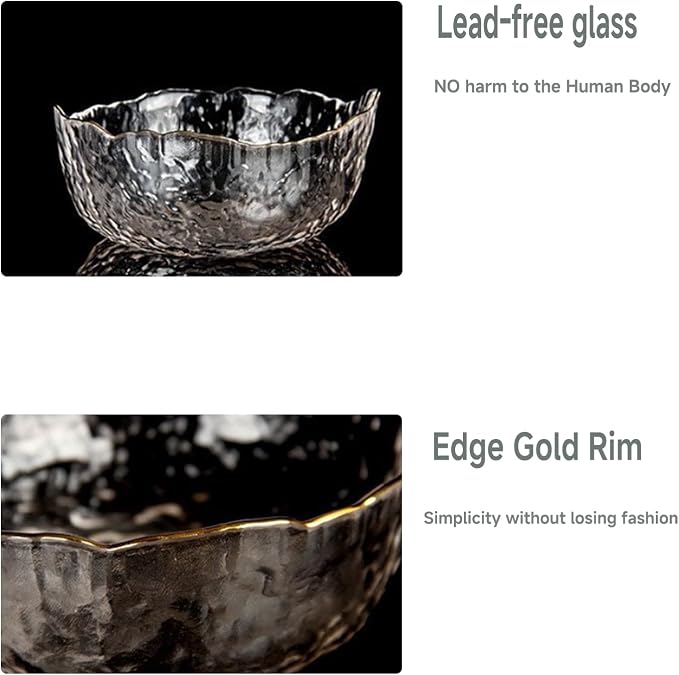Glass Bowl for Salad Candy Fruit, Decorative Bowl-Crystal Clear Gold, 6.5" | - Image 4