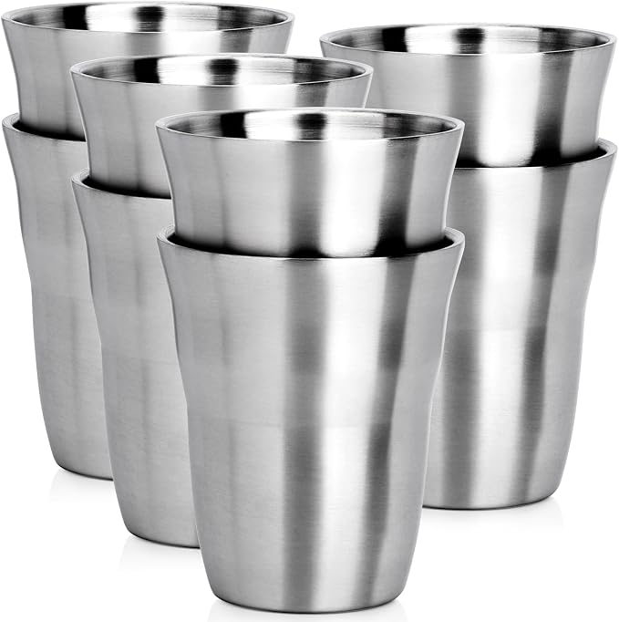 Beasea Stainless Steel Cups 8.8 oz, 8 Pack Small Stainless Steel Tumbler Bulk by Beasea