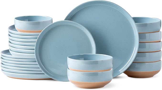 AmorArc Dinnerware Sets for 8, 24 Pieces Ceramic Plates and Bowls Set | Scratch by AmorArc