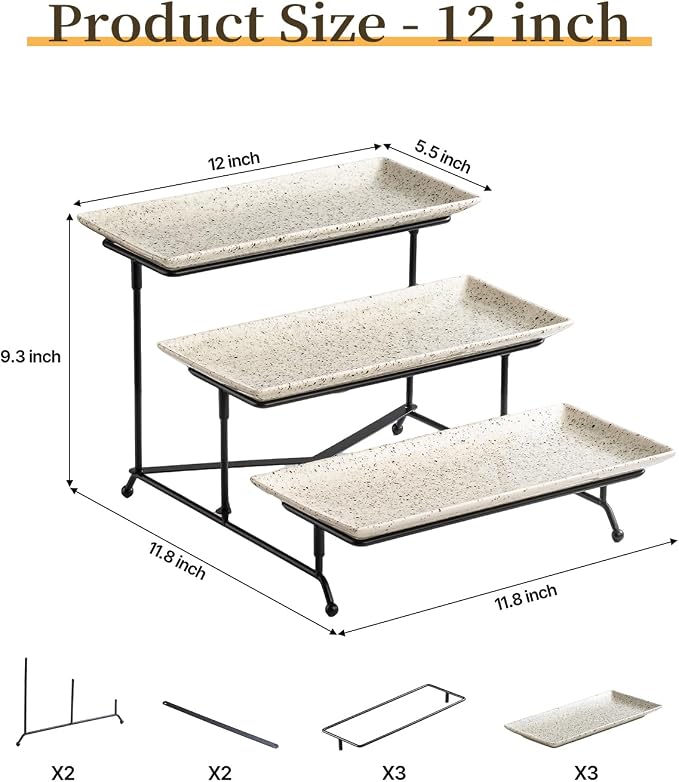 LAUCHUH 3 Tier Serving Tray, Porcelain Serving Platters and Trays - Image 2