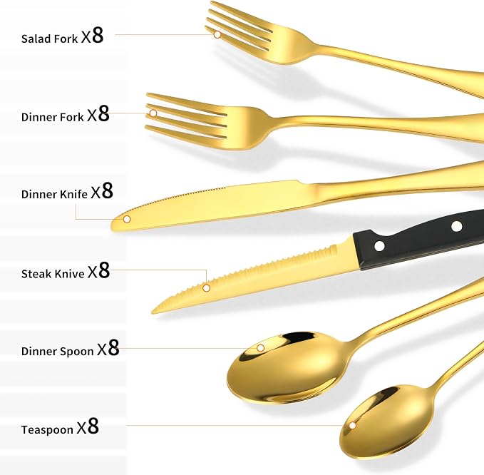 Lazycorner 53 Piece Gold Silverware Set - Image 4