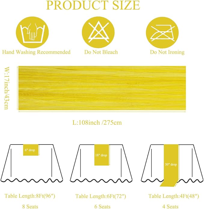 6Pack Yellow Cheesecloth Table Runner 17x108inch Sheer Yellow Table Runners | - Image 3