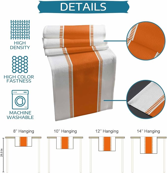 Orange Table Runners, Farmhouse Stripes Table Runner Non Slip Dresser Scarves - Image 7