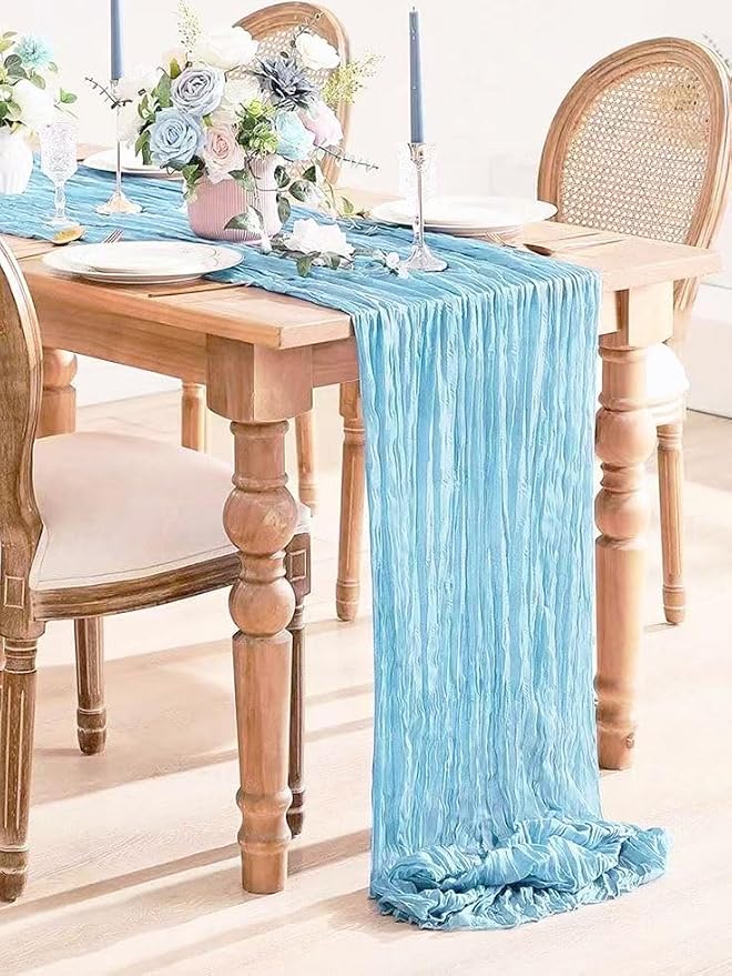 6Pack Baby Blue Cheesecloth Table Runner 20 x 120 inch Gauze Table Runner | - Image 2