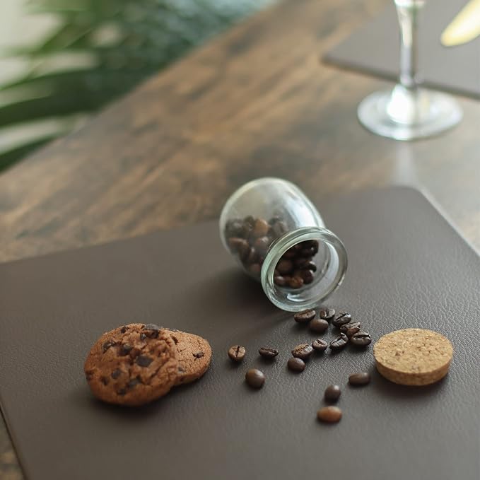Vinjiasin Placemats Set of 4 Brown Leather Place Mats - Image 3