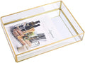 Sooyee Gold Rectangle Mirror Tray, Metal and Glass Fragrance Tray, Can Hold by Sooyee
