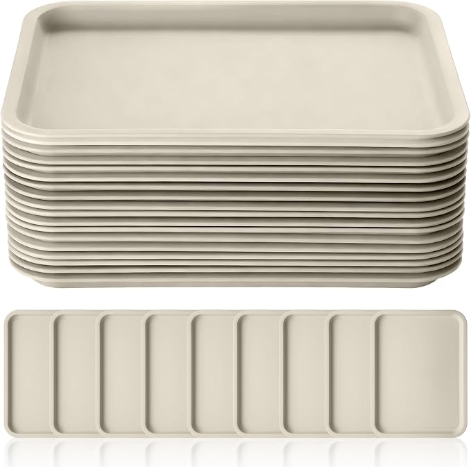 Gerrii 18 Pcs Plastic Fast Food Trays Bulk Restaurant Serving Cafeteria Tray by Gerrii