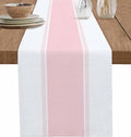 Pink Stripe Table Runners 108 inches Long, Linen Boho Table Runner Farmhouse by Futuregrace
