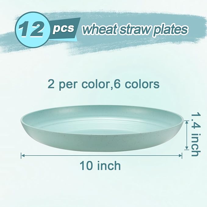 HEYCOME 12 Pcs Unbreakable Deep Dinner Plates Set, 10 inch Reusable Plastic - Image 2