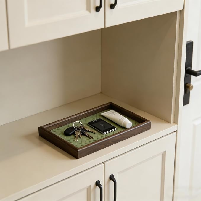 Wooden Valet Tray with Leather Base - Image 6