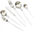 JASHII 18/10 White Handle Flatware Silver Silverware Set 304 Stainless Steel by JASHII