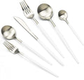 JASHII 18/10 White Handle Flatware Silver Silverware Set 304 Stainless Steel by JASHII