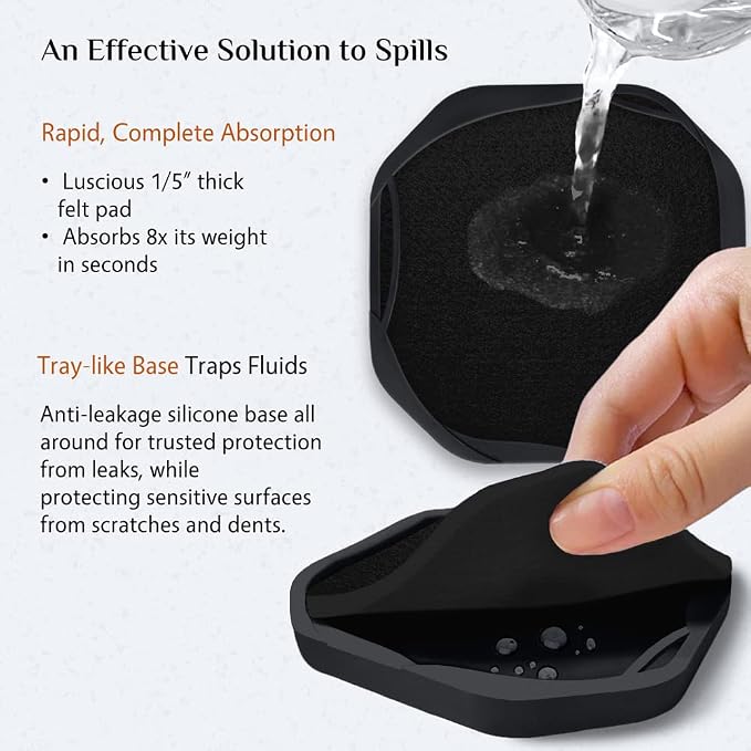 UMIRRO Absorbent Felt & Silicone Drink Coasters Set of 4, - Image 4