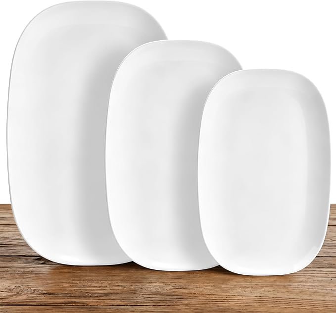 Kassel Ceramic Serving Platter Set White Porcelain Serveware by Kassel