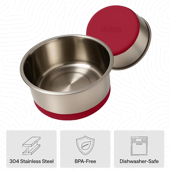 GORILLA GRIP Dog Bowls, Food Grade 304 Stainless Steel, Holds 2 Cups Each Food - Image 6
