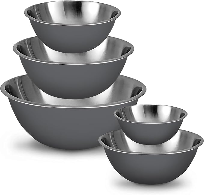 Stainless Steel Mixing Bowls Set, 5-Piece Meal Prep & Food Storage | .75 by WHYSKO