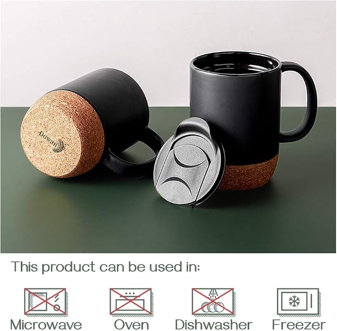 DOWAN Coffee Mugs, 15 oz Mug Set of 2, Large Ceramic Coffee Mug - Image 6