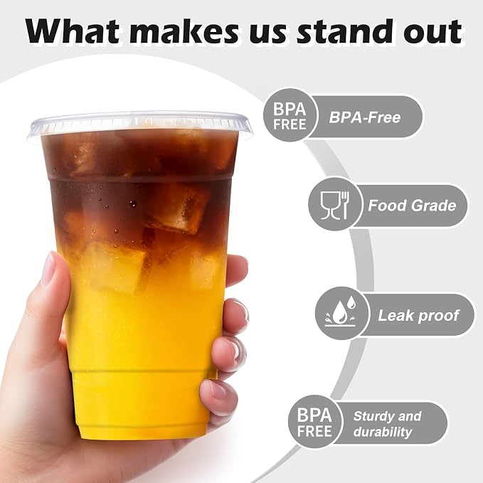 Lamosi 100 Pack 20 oz Clear Plastic Cups - Image 3
