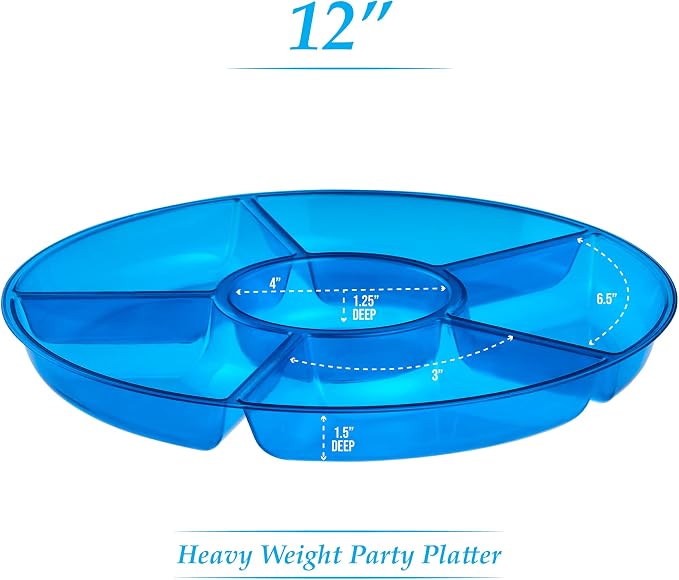 Plasticpro 6 Sectional Round Plastic Serving Tray/Platter - Image 6