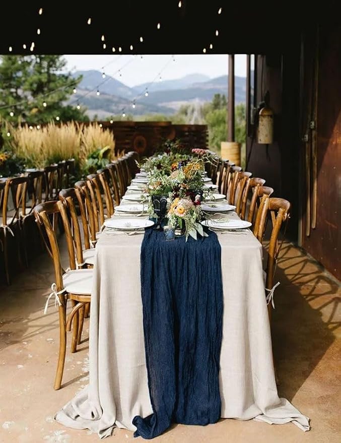 12Pack Navy Blue Cheesecloth Table Runner 20x120inch Gauze Table Runner | Boho - Image 2