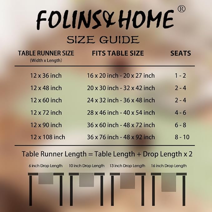 FOLINS&HOME Sage Green Waterproof Decorative Table Runner 48 Inches Long | - Image 6