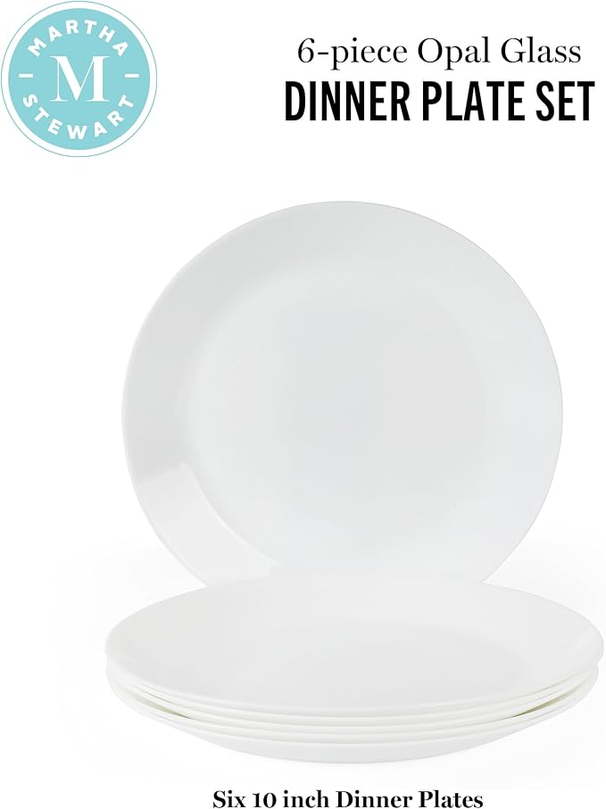 Martha Stewart Opalton Dinner Plates 6-Piece 10-Inch Plate Set – Chip and Break - Image 3