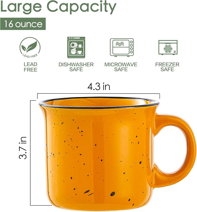 bestone Coffee Mugs Set of 4，16 oz Large Coffee Mugs, Ceramic Mugs - Image 2