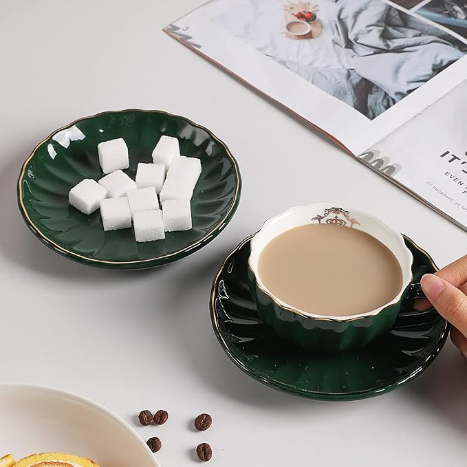 Sweejar Home Porcelain Tea Sets British Royal Series, 8 OZ Cups& Saucer Service - Image 5