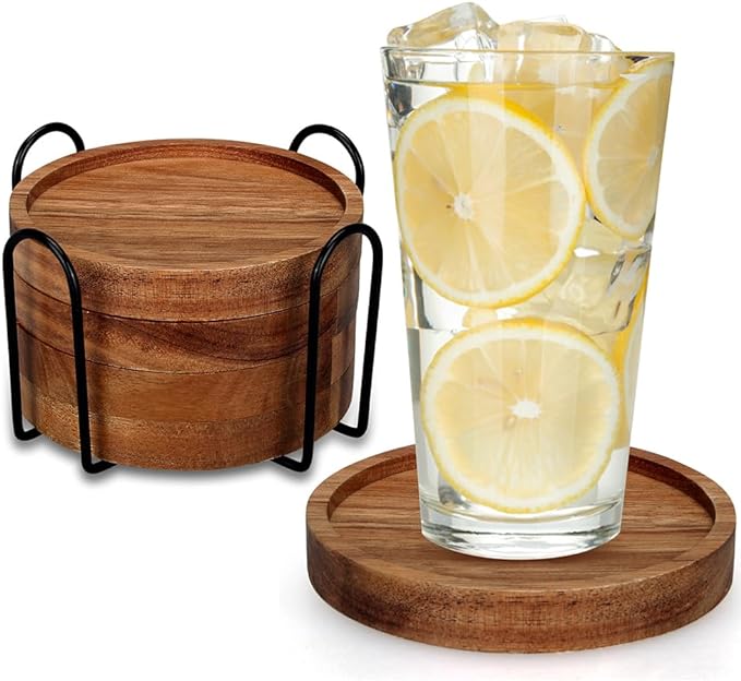 Wood Coasters Set of 4 Farmhouse Outdoor Coster by Renawe