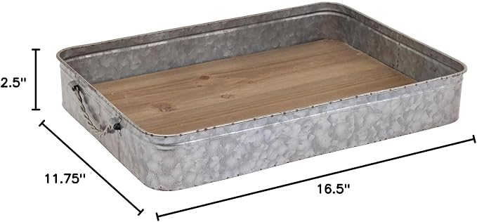 Boston International Rectangle Tray |Galvanized Decorative Serving Board - Image 2