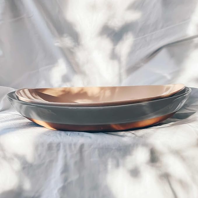 Mora Ceramic Large Serving Bowls- Set of 2 Oval Platters - Image 6